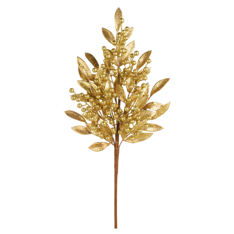 28" Gold Leaf and Berry Spray