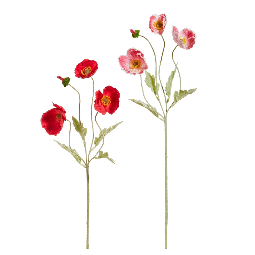 25" Real Touch Pink & Red Poppy Spray