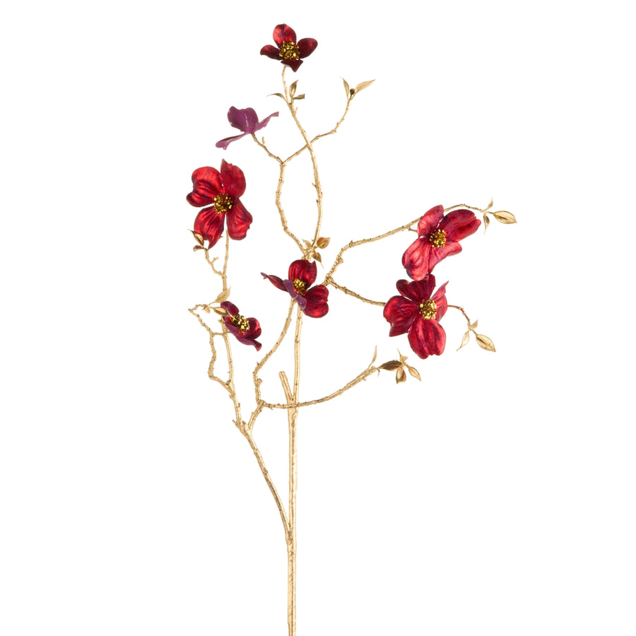 35" Burgundy Dogwood Spray