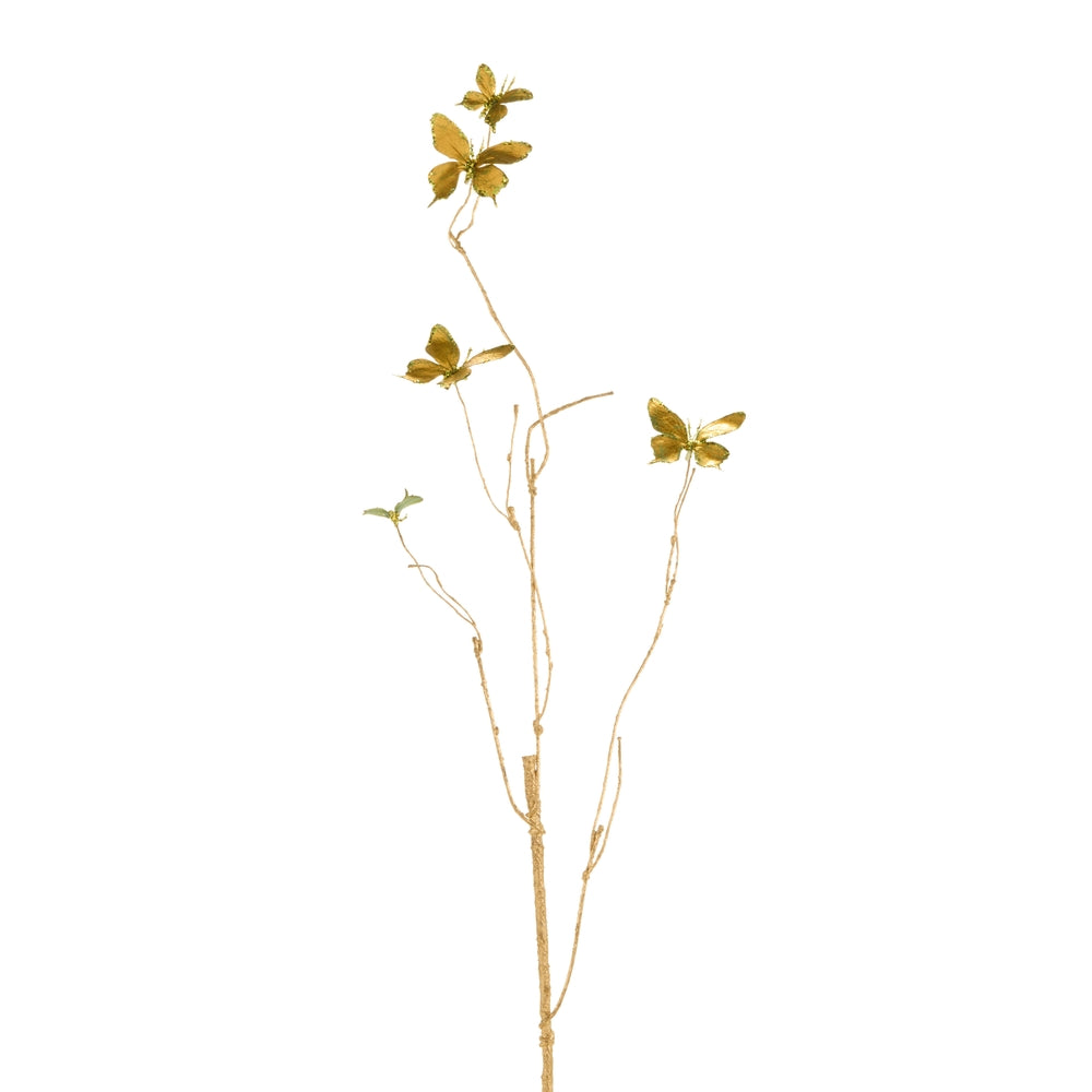 39.5" Green Metallic Butterfly Branch