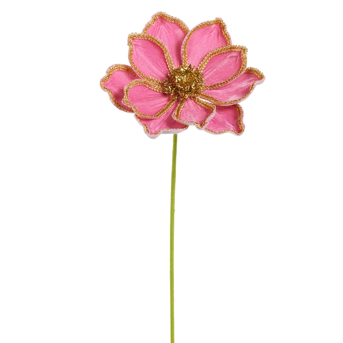 Pink Velvet Magnolia Stem 21 Inch