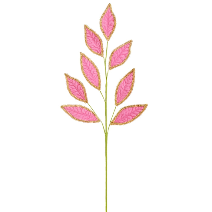 29.5" Pink Velvet Leaf Spray
