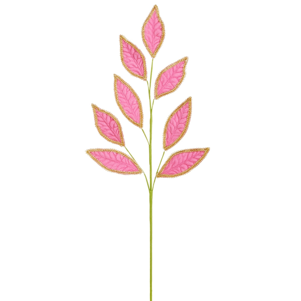 29.5" Pink Velvet Leaf Spray
