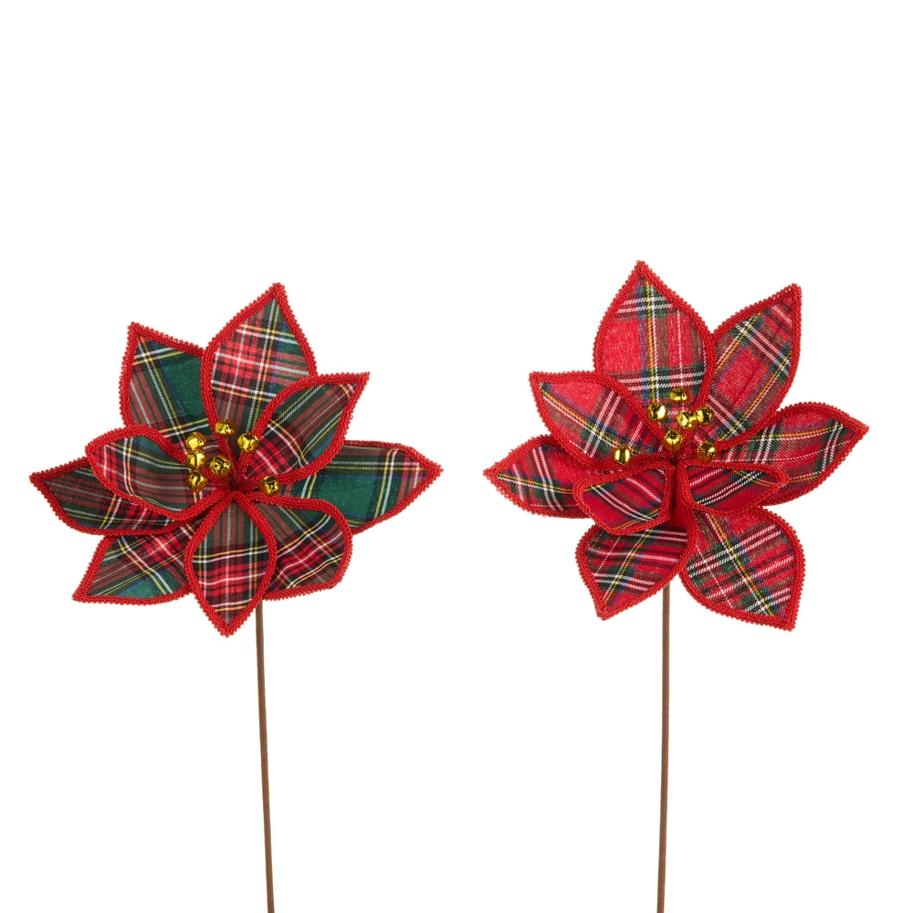 21" Plaid Poinsettia
