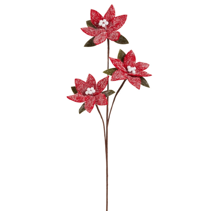 Poinsettia Spray 28.5 Inch Pink Dark Polyester