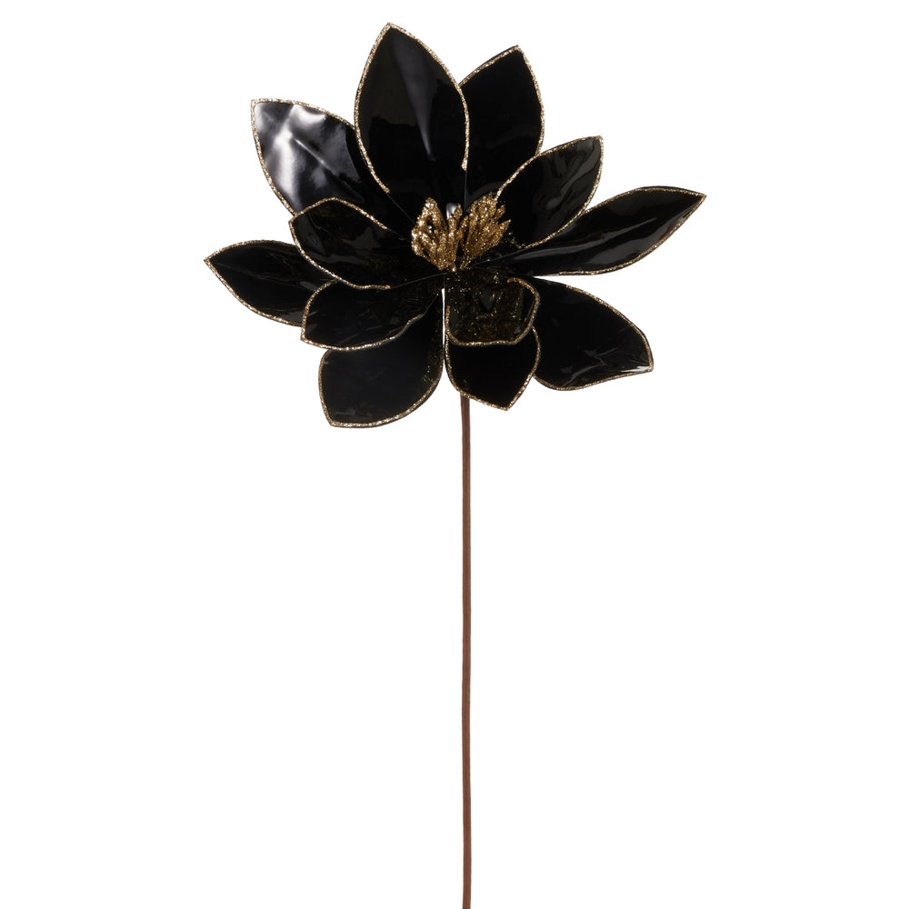 21" Black Metallic Poinsettia Stem