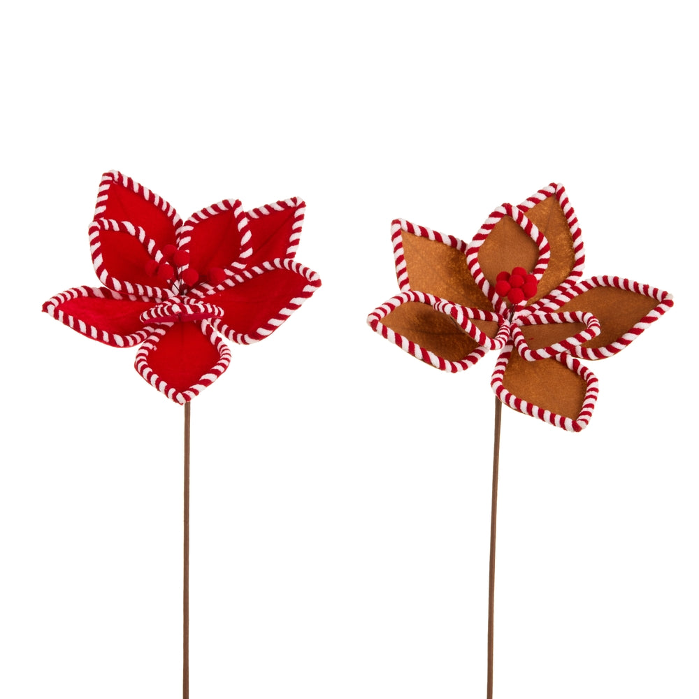 21" Gingerbread and Peppermint Poinsettias