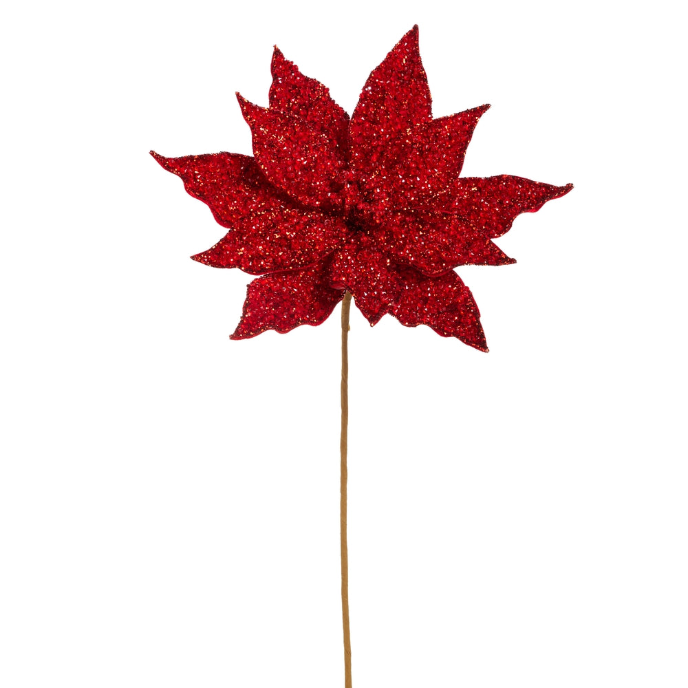 19.5" Red Jeweled Poinsettia