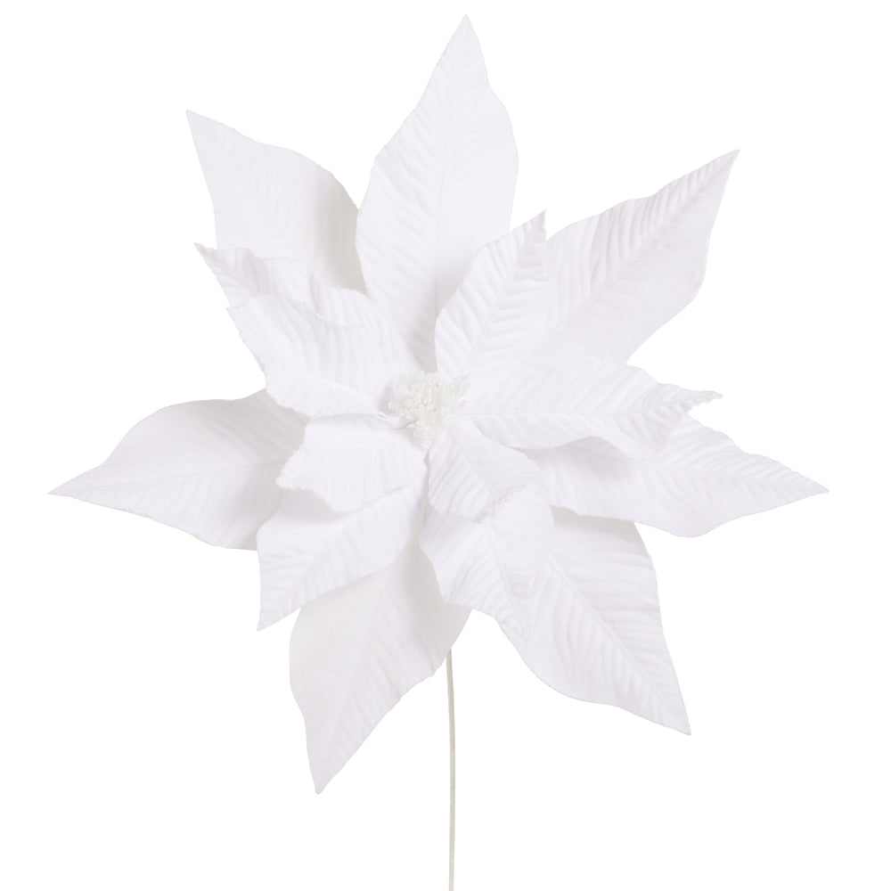 28" White Velvet Poinsettia