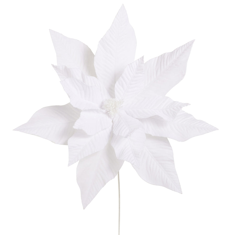 28" White Velvet Poinsettia