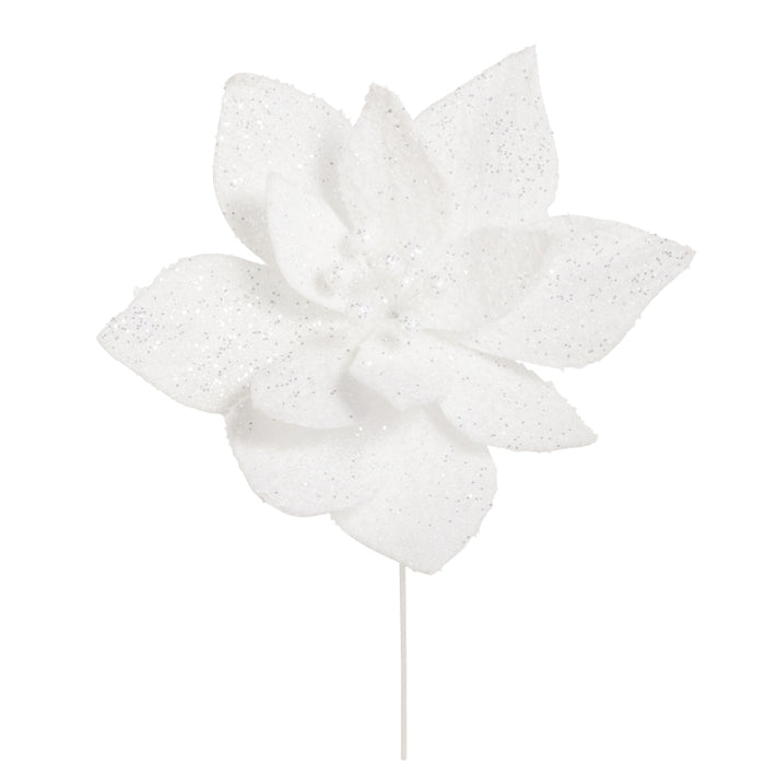 26" White Glitter Poinsettia