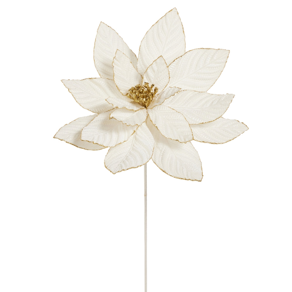 22" Ivory Velvet Poinsettia Stem