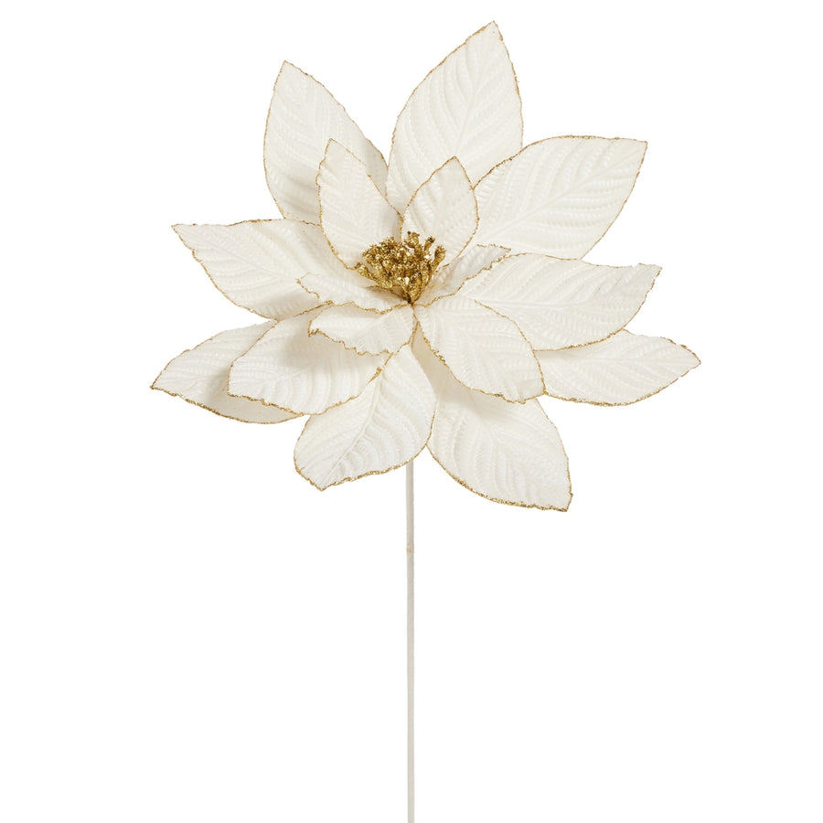 22" Ivory Velvet Poinsettia Stem