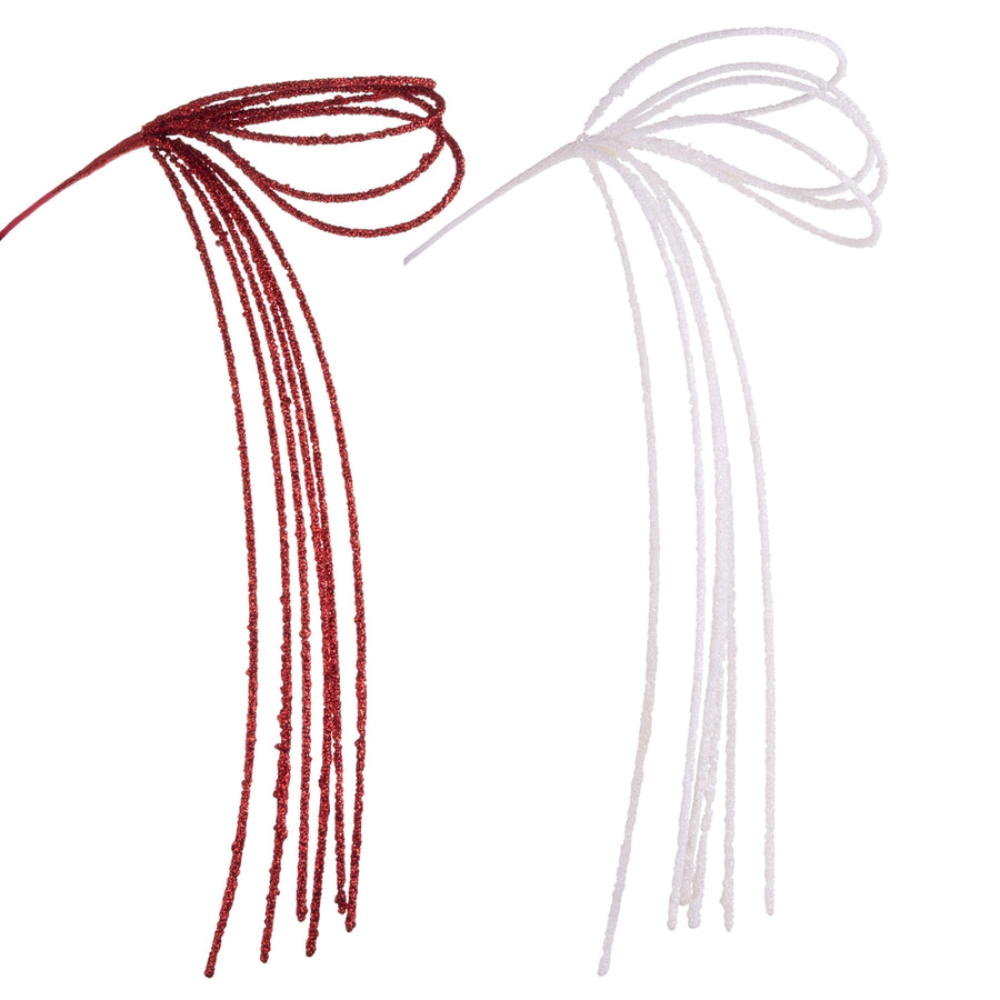 35" Red and Silver Glitter Loop Spray