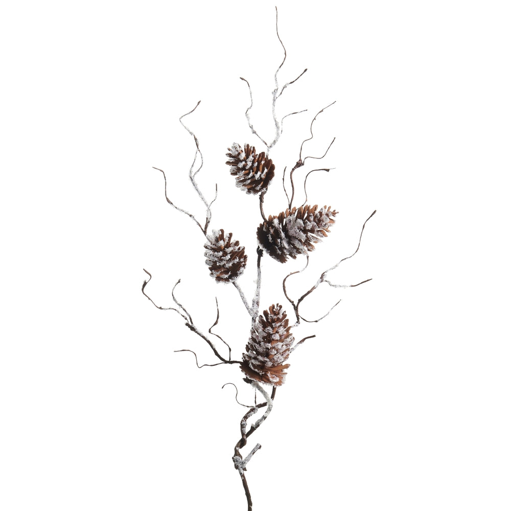 28" Frosted Pinecone Branch