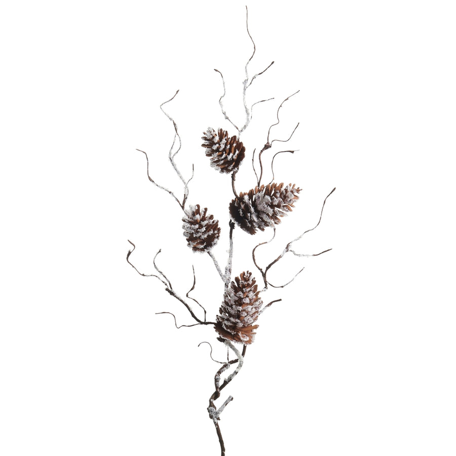 28" Frosted Pinecone Branch