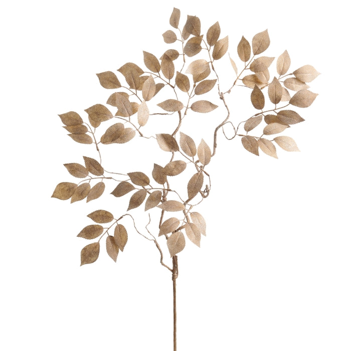 36" Gold Glitter Leaf Branch