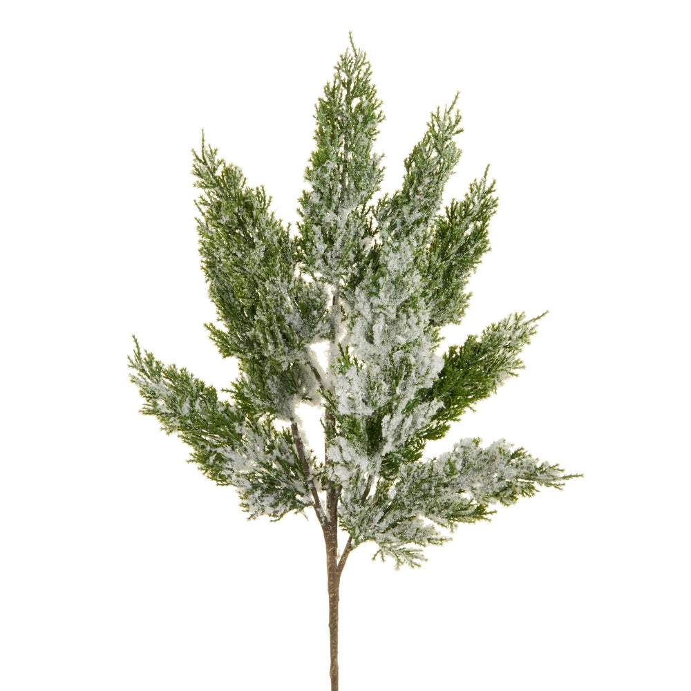 25" Flocked Cedar Spray