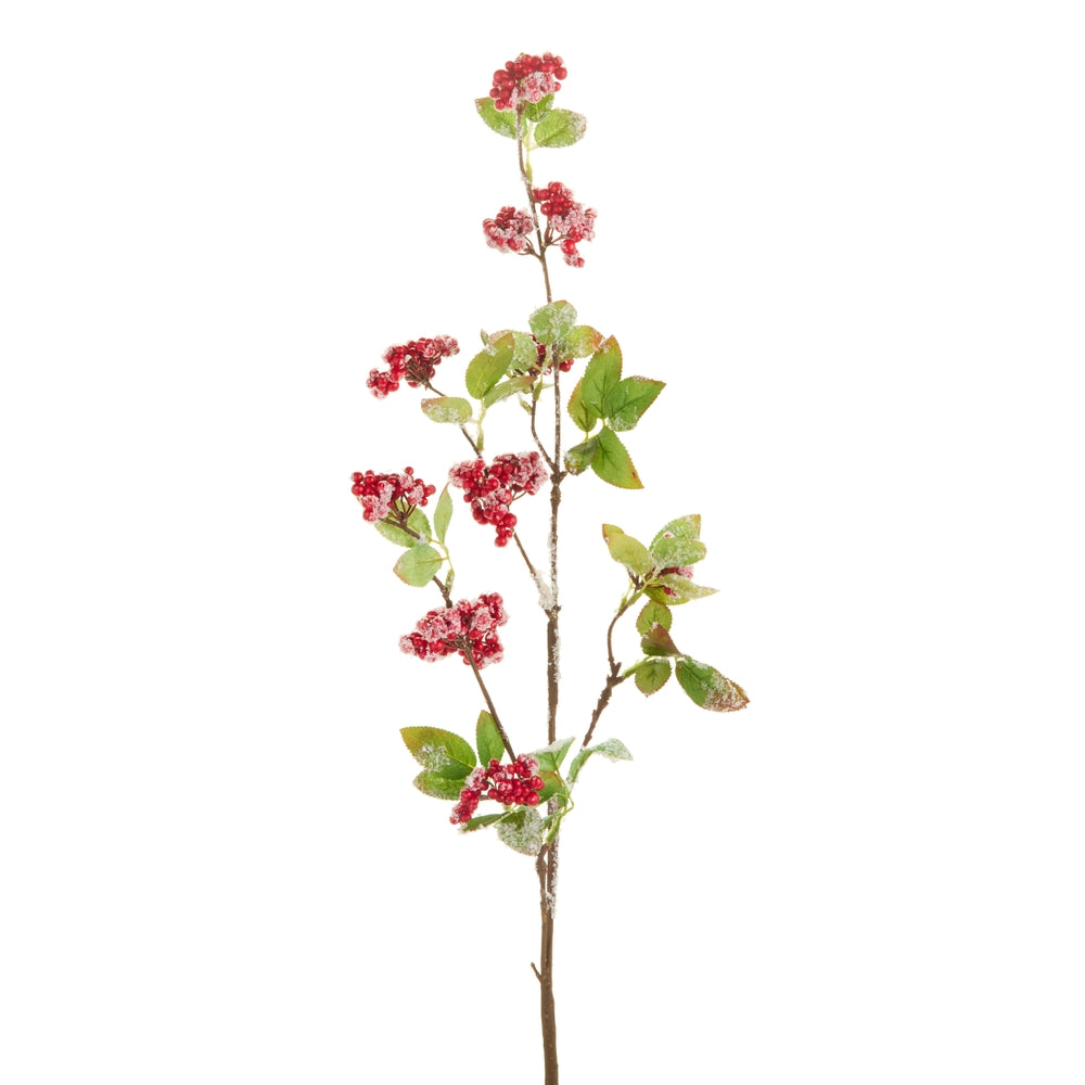 35" Snowy Red Berry Branch