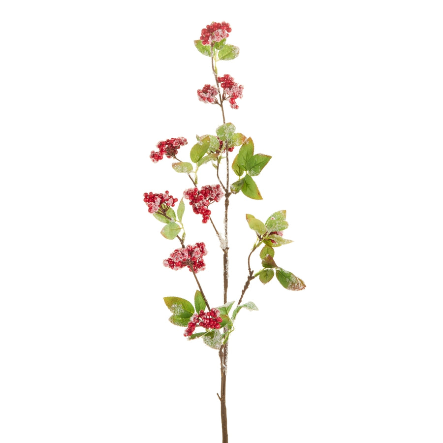 35" Snowy Red Berry Branch