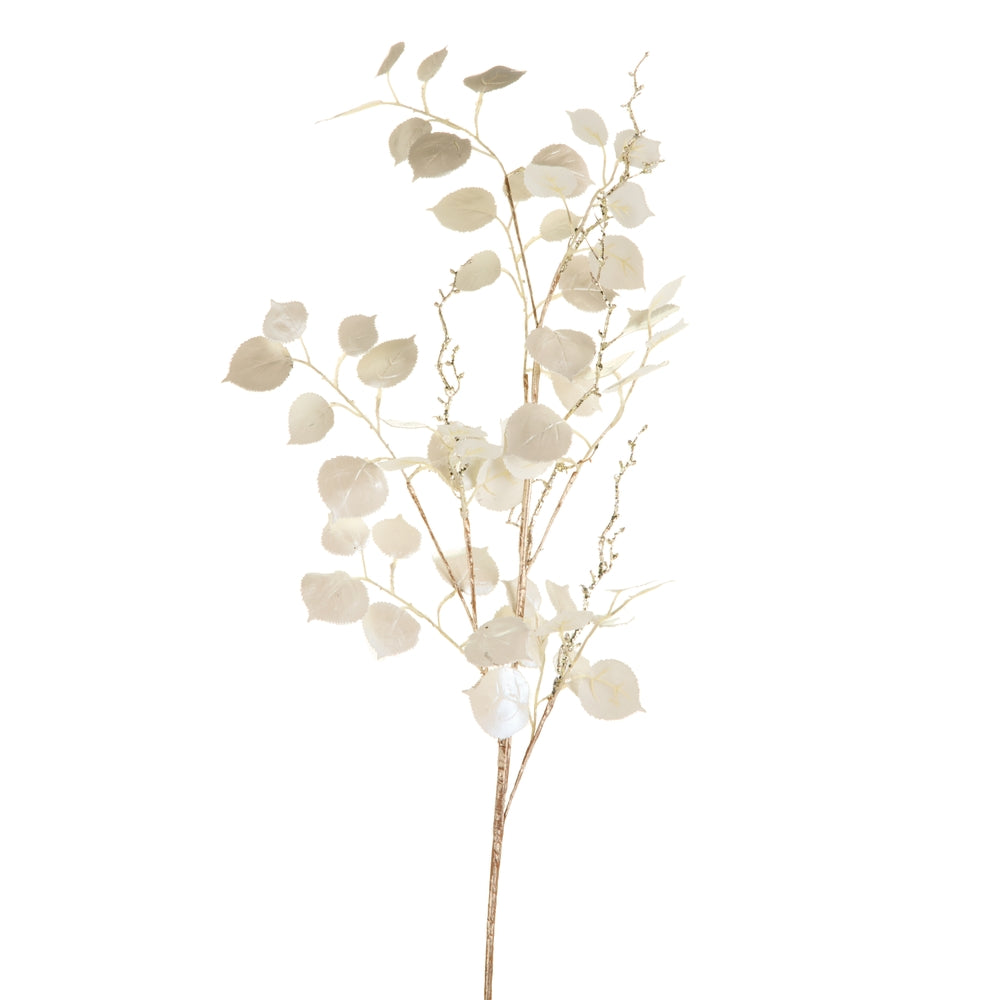 46" Ivory Metallic Leaf Branch