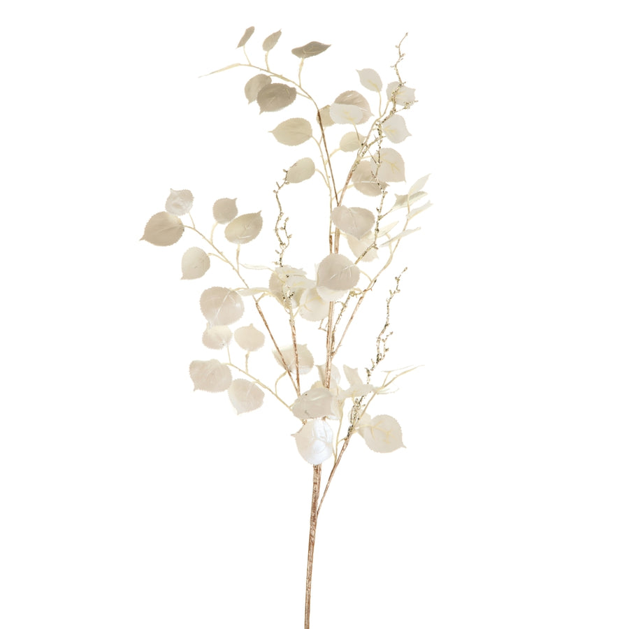 46" Ivory Metallic Leaf Branch