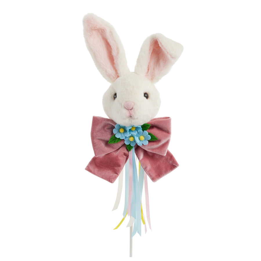 19.5" Pastel Bunny Head Pick with Velvet Bow
