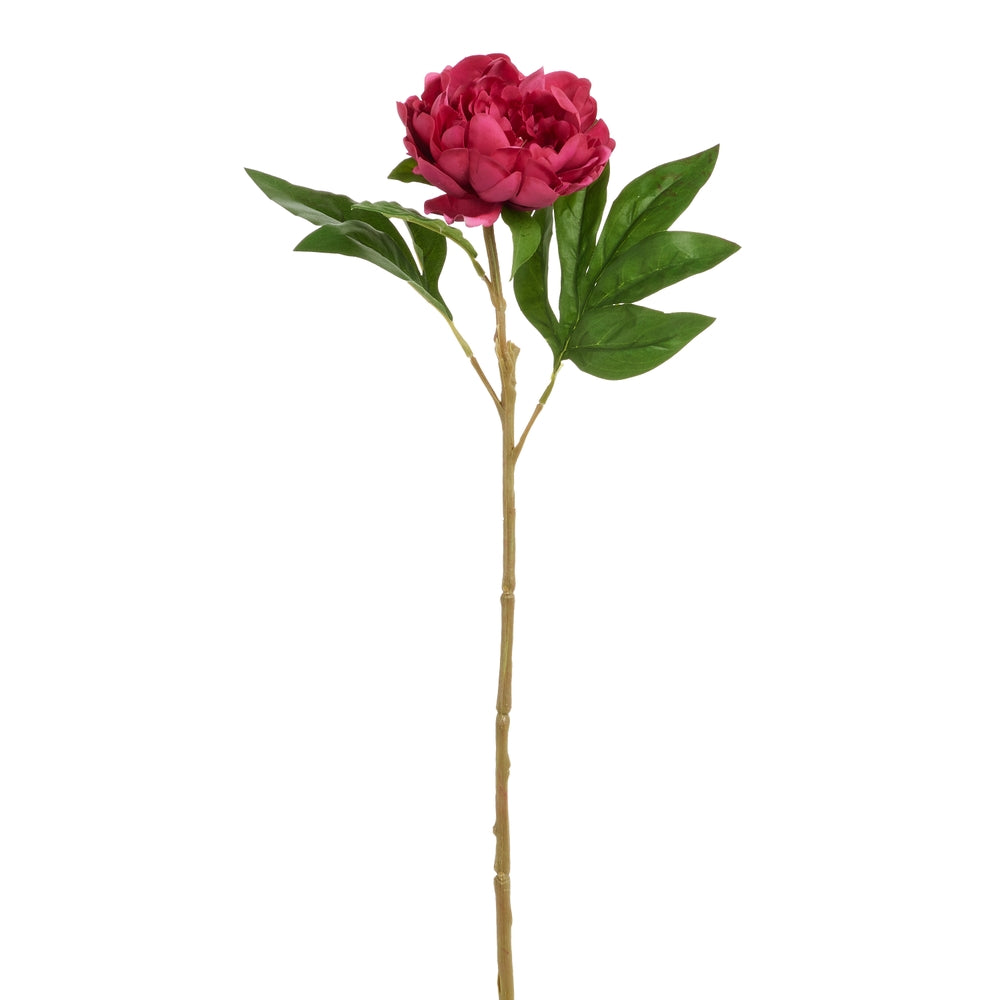 23" Real Touch Dark Pink Peony Stem