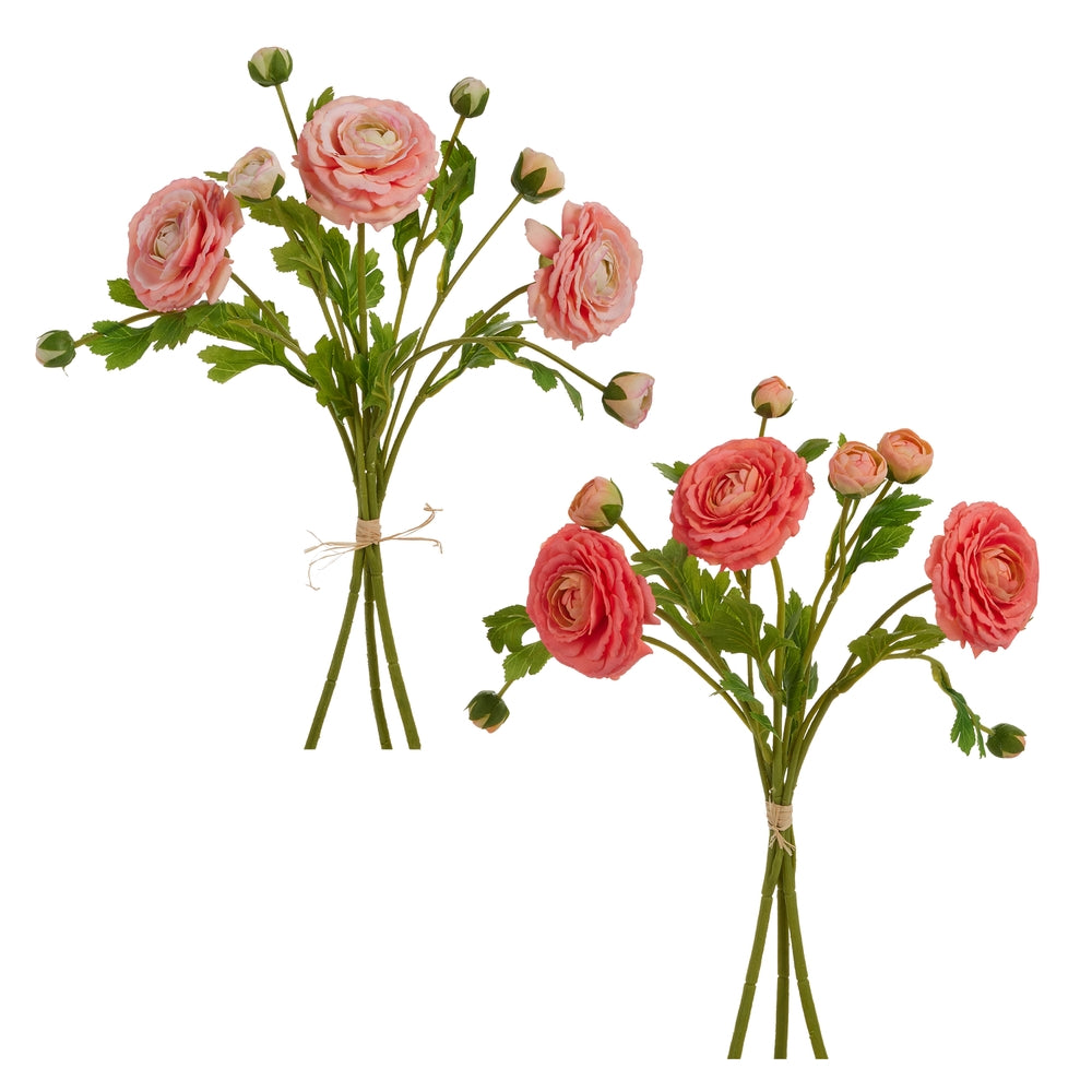 19" Real Touch Peach and Coral Ranunculus Spray