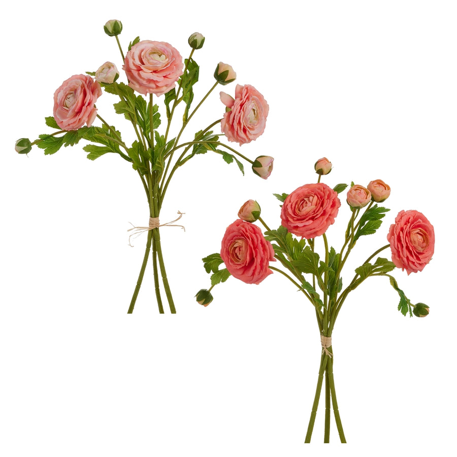 19" Real Touch Peach and Coral Ranunculus Spray