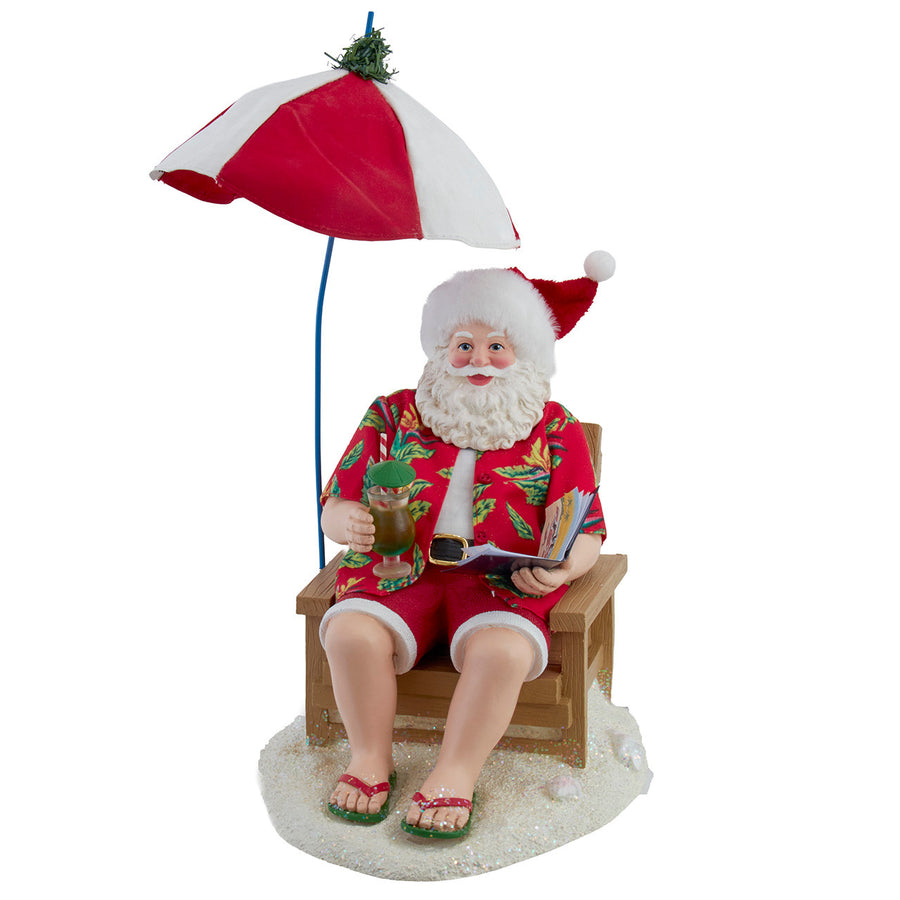 13.5" Fabriché™™ Beach Santa With Umbrella