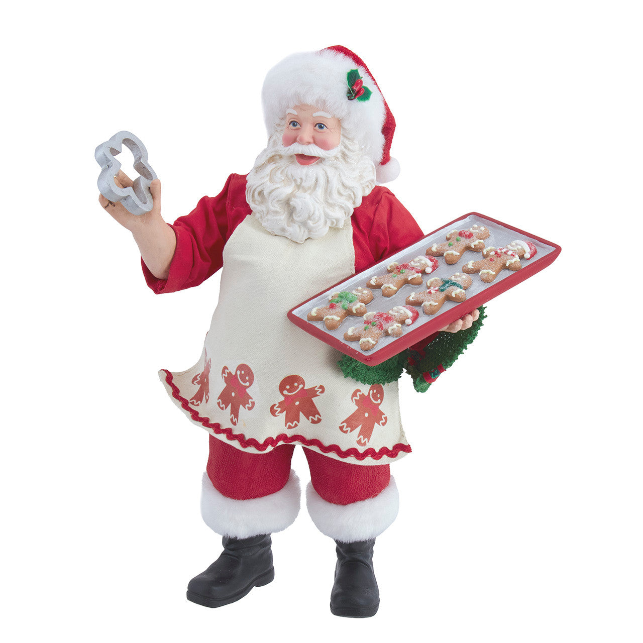 10.5" Fabriché™™ Gingerbread Chef Santa Holding Tray Of Decorated Gingerbread