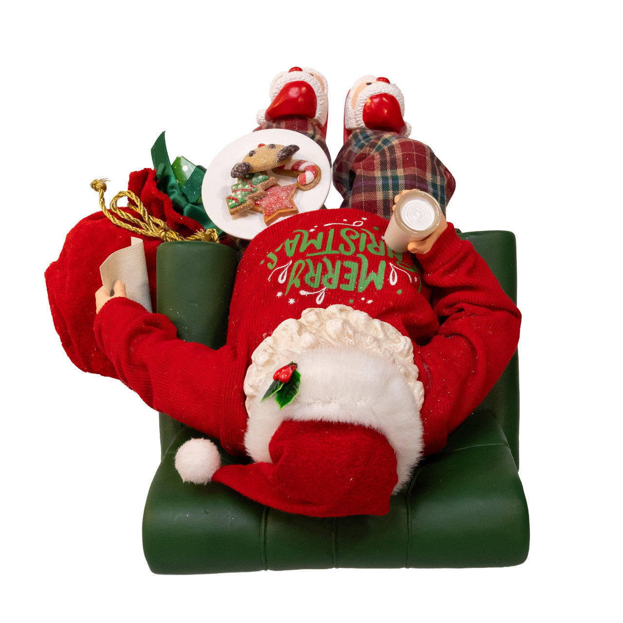 13.5" Fabriché™™ Mistletoe Sleeping Santa Table Piece