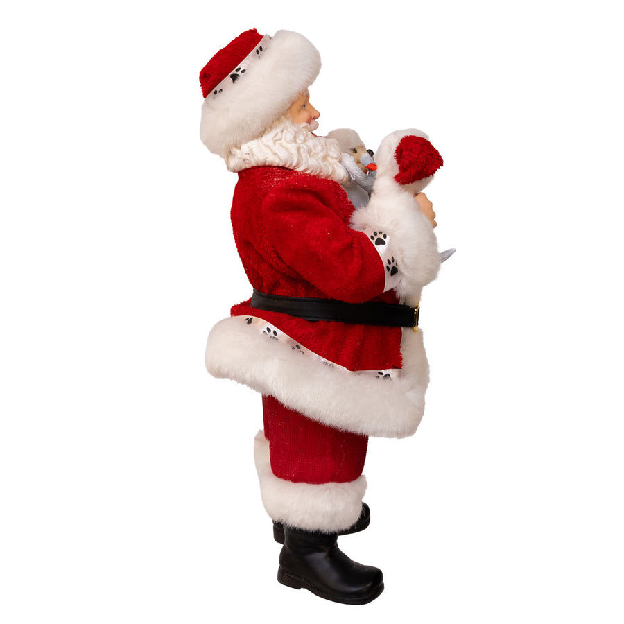10.5" Fabriché™™ Santa Holding Puppy & Kitten Table Piece