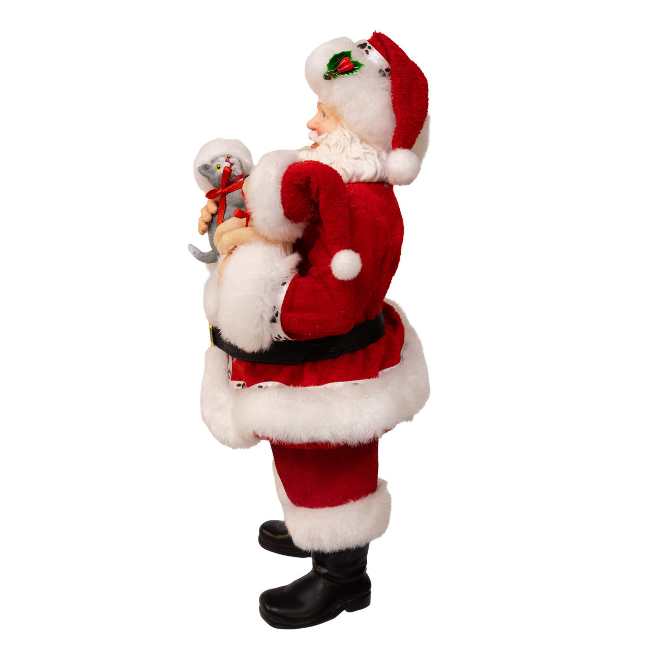 10.5" Fabriché™™ Santa Holding Puppy & Kitten Table Piece