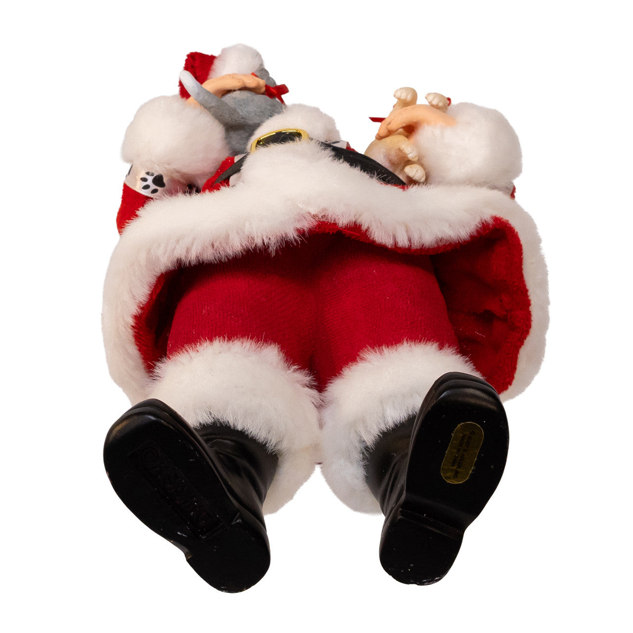 10.5" Fabriché™™ Santa Holding Puppy & Kitten Table Piece