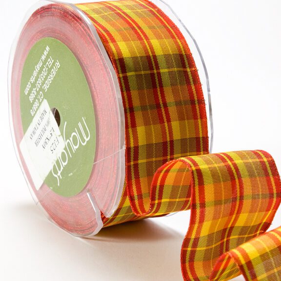 1.5 Inch Solid Tartan Plaid Wired Ribbon – FJ25 – RED/YELLOW/BLACK