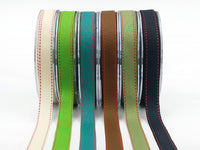 5/8 Inch Light Weight Twill Ribbon with Red Stitched Woven Edge