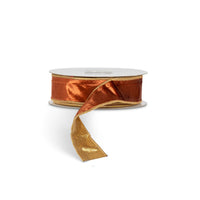 Copper Velvet Metallic Dupioni Fused Ribbon, 10 Yards, 1.5