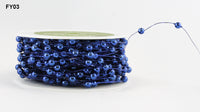3/16 Inch Wired Pearl Bead Cord String Ribbon – FY03 Navy Blue