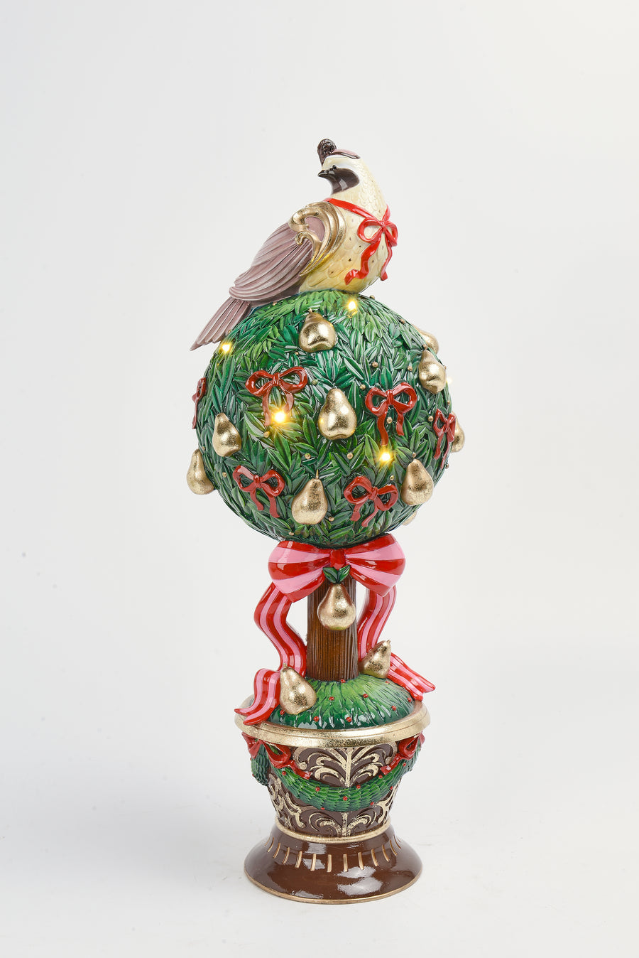 Partridge In A Pear Tree Topiary Centerpiece W/ Led