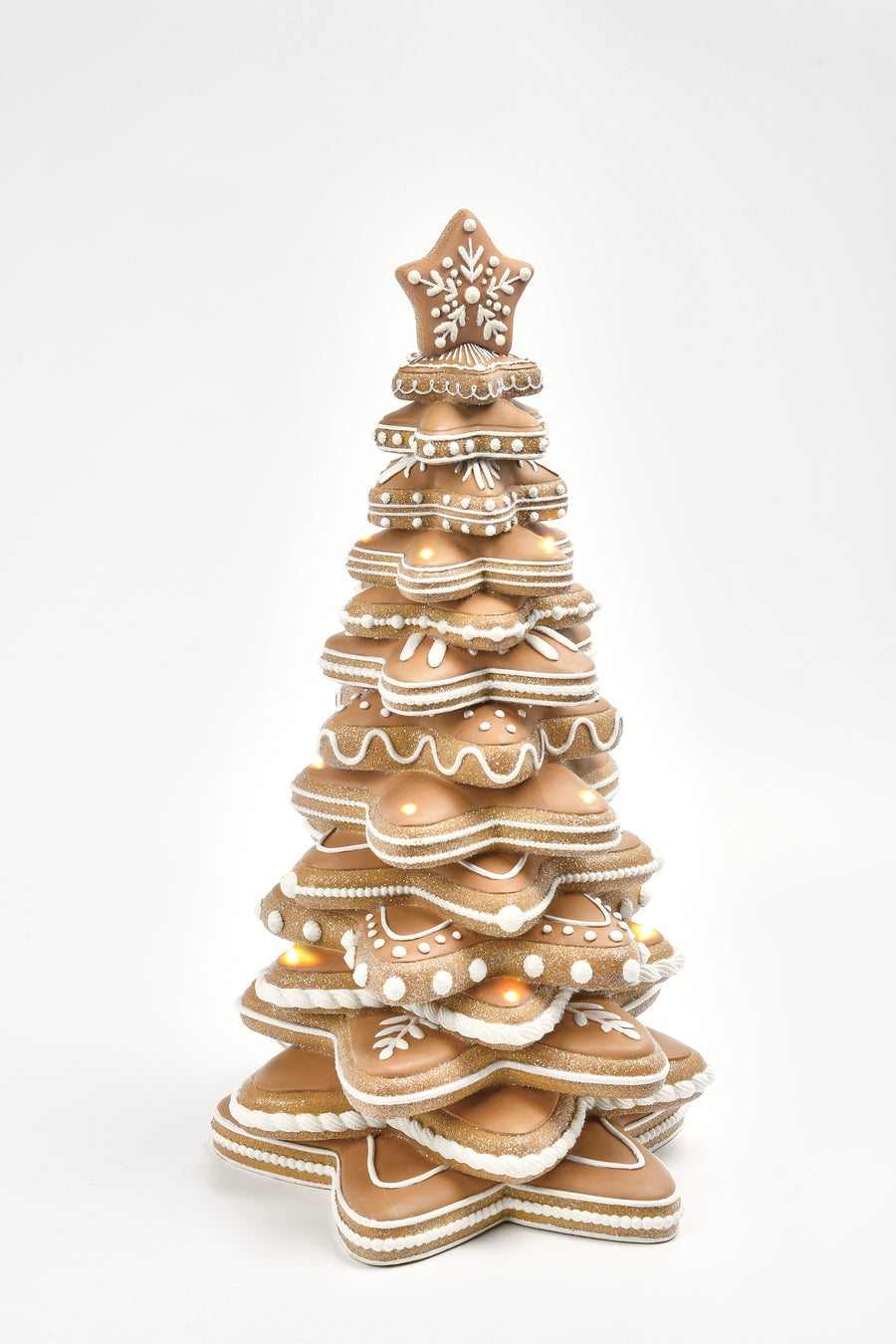 Tabletop Gingerbread Star Cookie Tree W/ Led