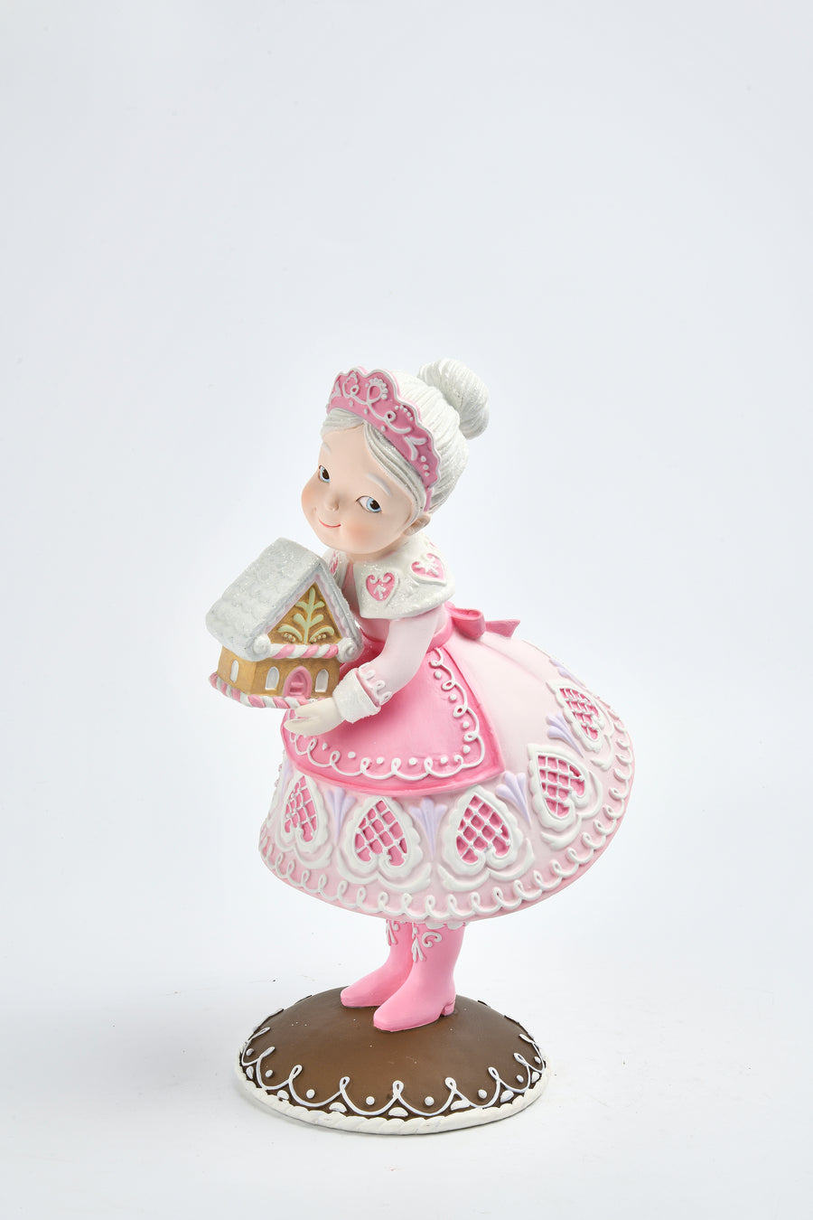 Gingerbread Mrs. Santa Claus With Gingerbread House In Hand
