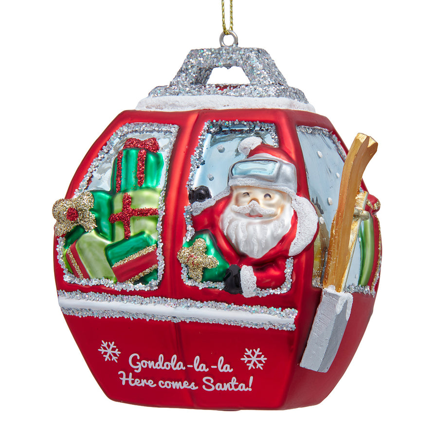 Glass Gondola With Santa Ornament