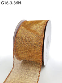 2.5 Inch Semi-Sheer Metallic Gold Ribbon – G16-3-36N COPPER (20 yard)