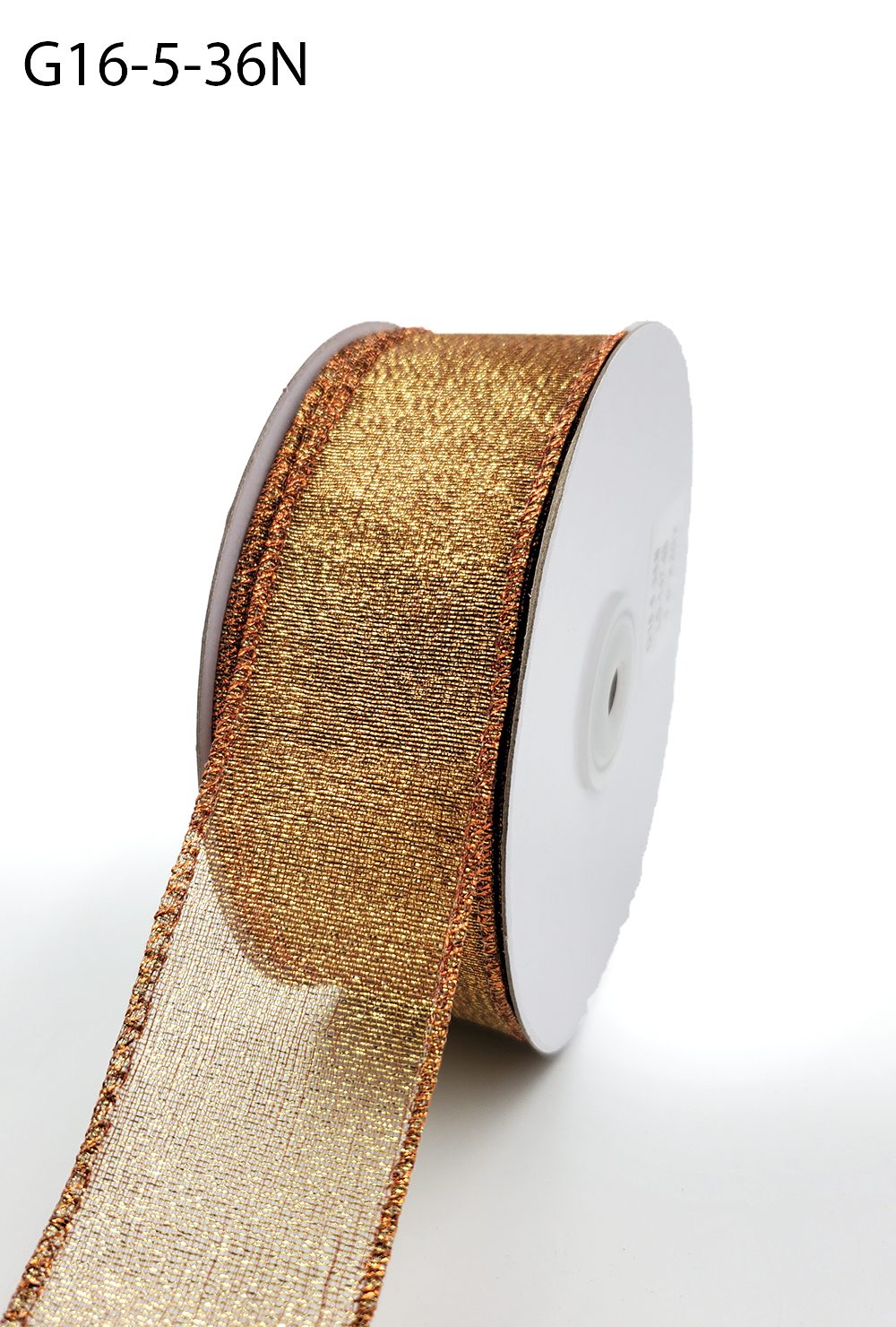 1.5 Inch Semi-Sheer Metallic Gold Ribbon – G16-5-36N COPPER (20 yards)