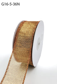 1.5 Inch Semi-Sheer Metallic Gold Ribbon – G16-5-36N COPPER (20 yards)