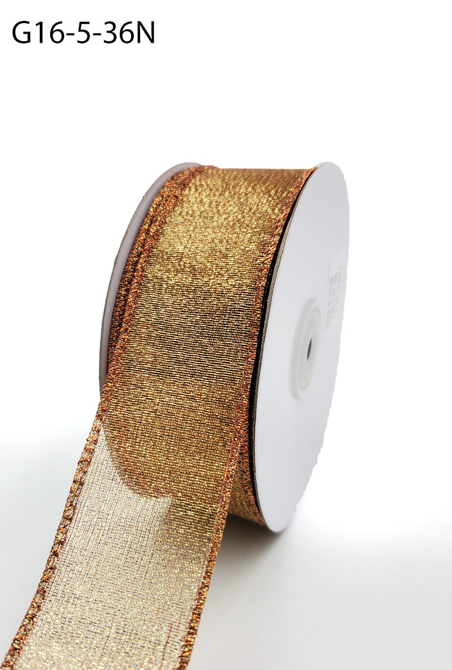 1.5 Inch Semi-Sheer Metallic Gold Ribbon – G16-5-36N COPPER (20 yards)