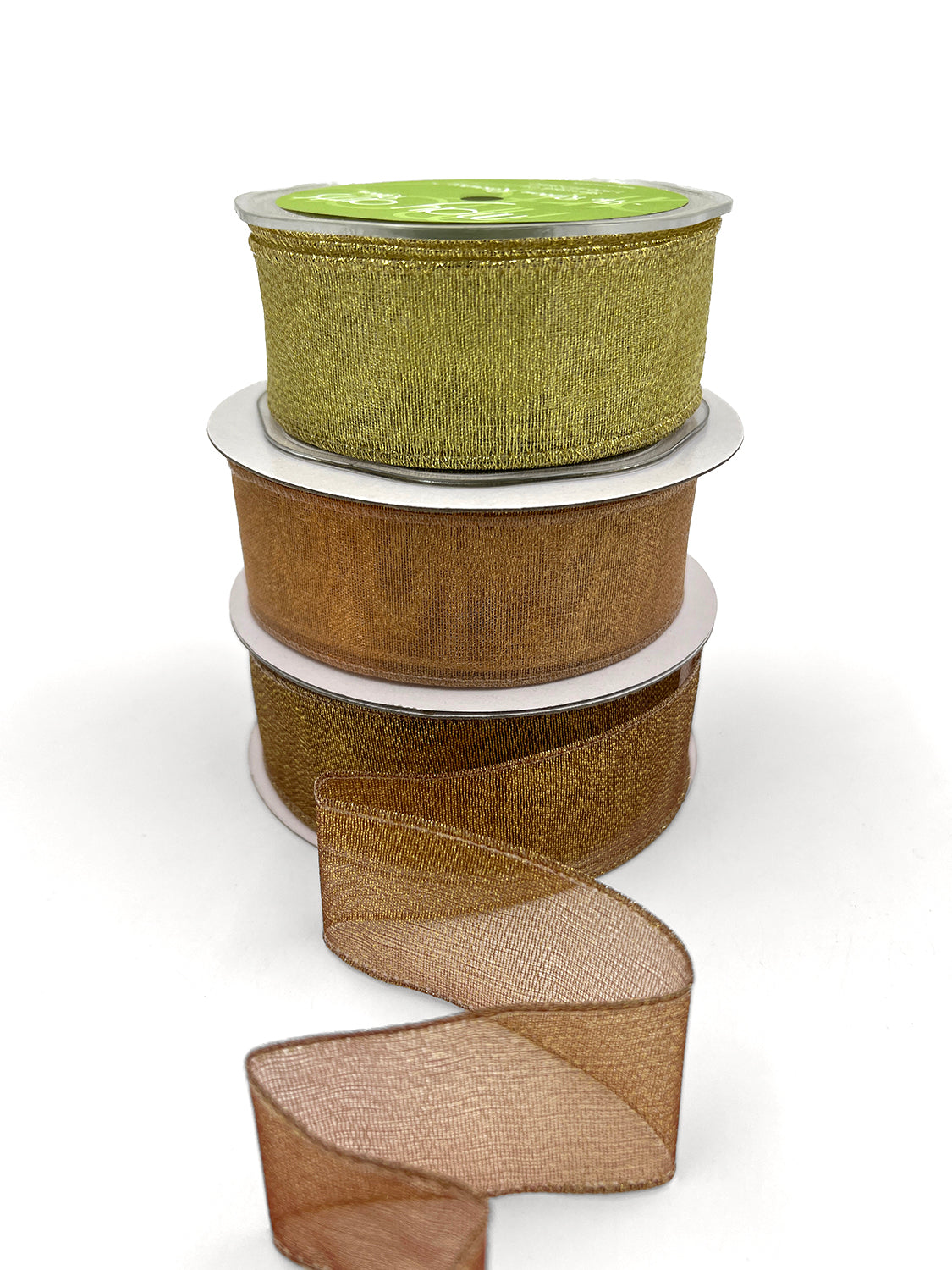 1.5 Inch Semi-Sheer Metallic Gold Ribbon