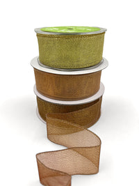 1.5 Inch Semi-Sheer Metallic Gold Ribbon